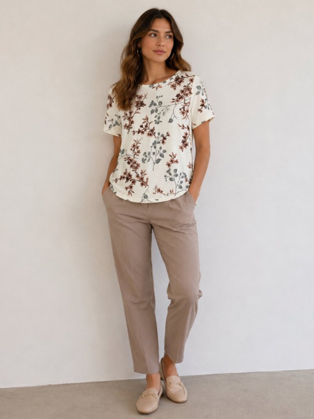Ann Taylor White Floral Ribbed Knit Top | Size Small